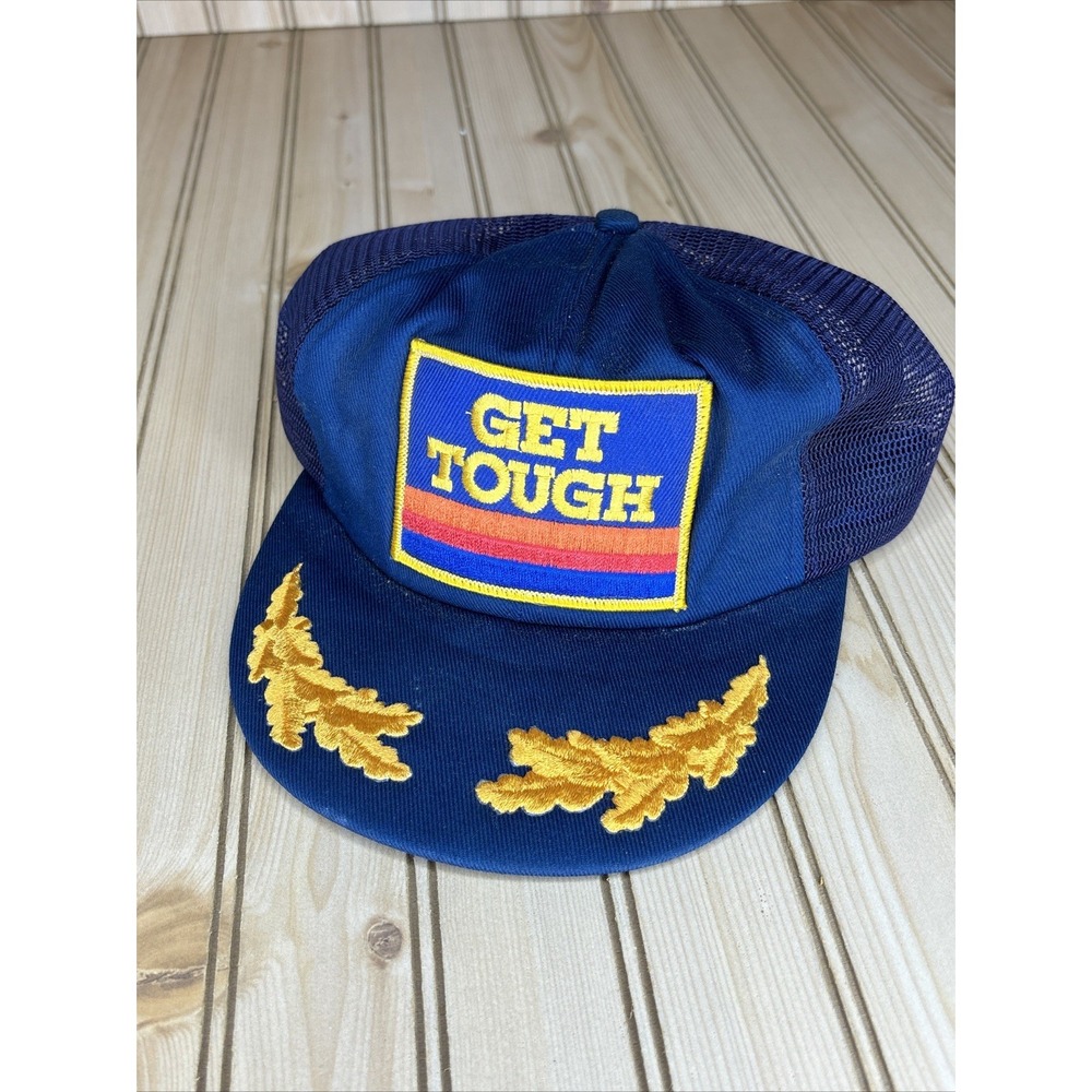 Vintage Gulf Oil GET TOUGH Patch Gold Leaf Scrambled Eggs HAT Slogan Snapback